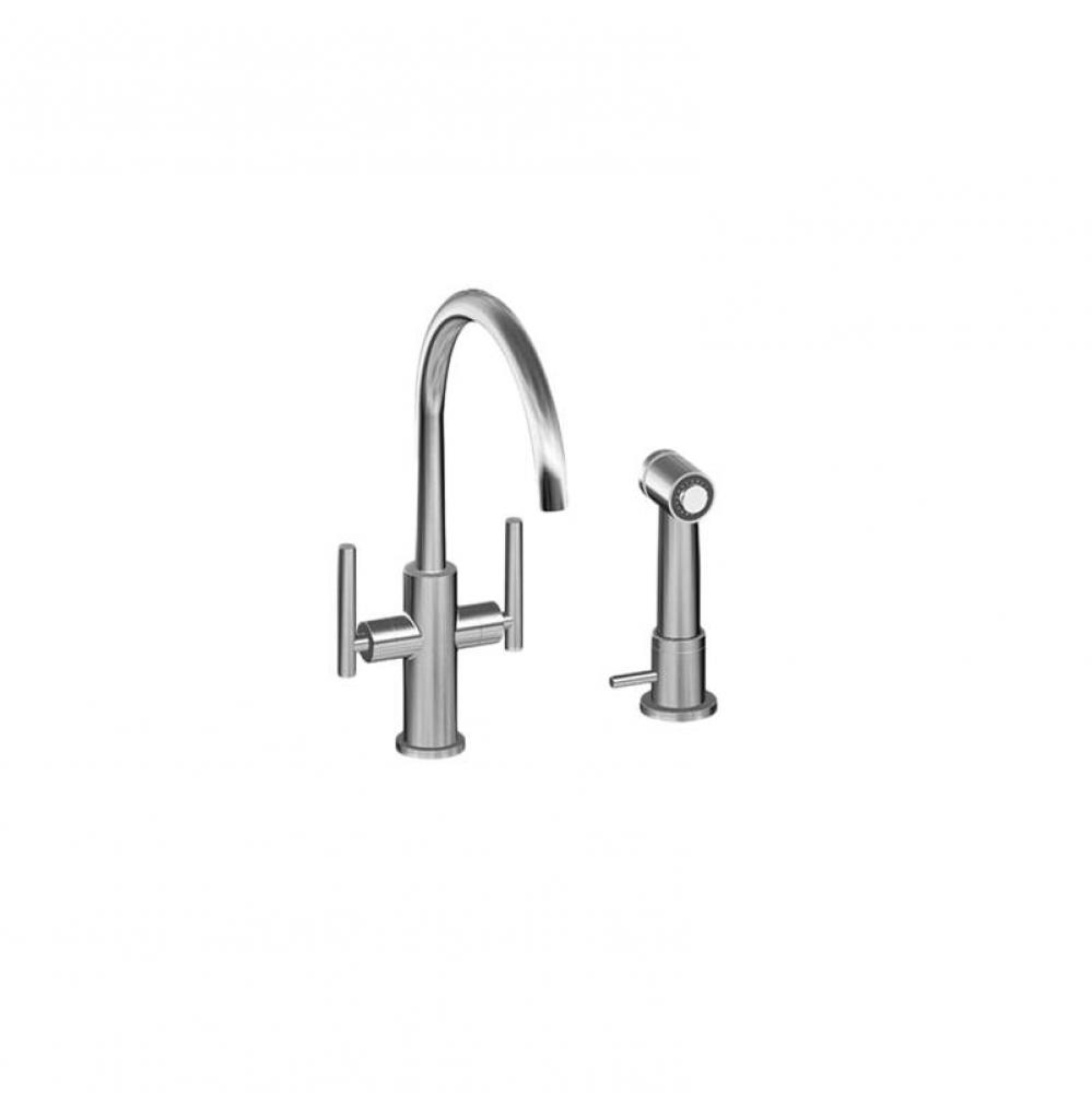 Contemporary Two-Handle Single-Hole Bar/Prep Faucet w/Independent Side Spray
