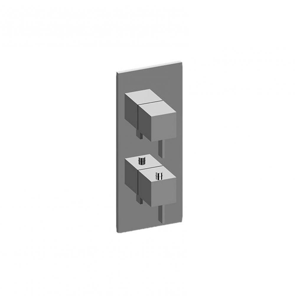 M-Series Square Thermostatic 2-Hole Trim Plate w/Qubic Tre Handle (Trim Only)