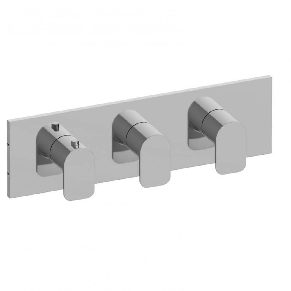 M-Series Square Thermostatic 3-Hole Trim Plate and Handle (Horizontal Installation)