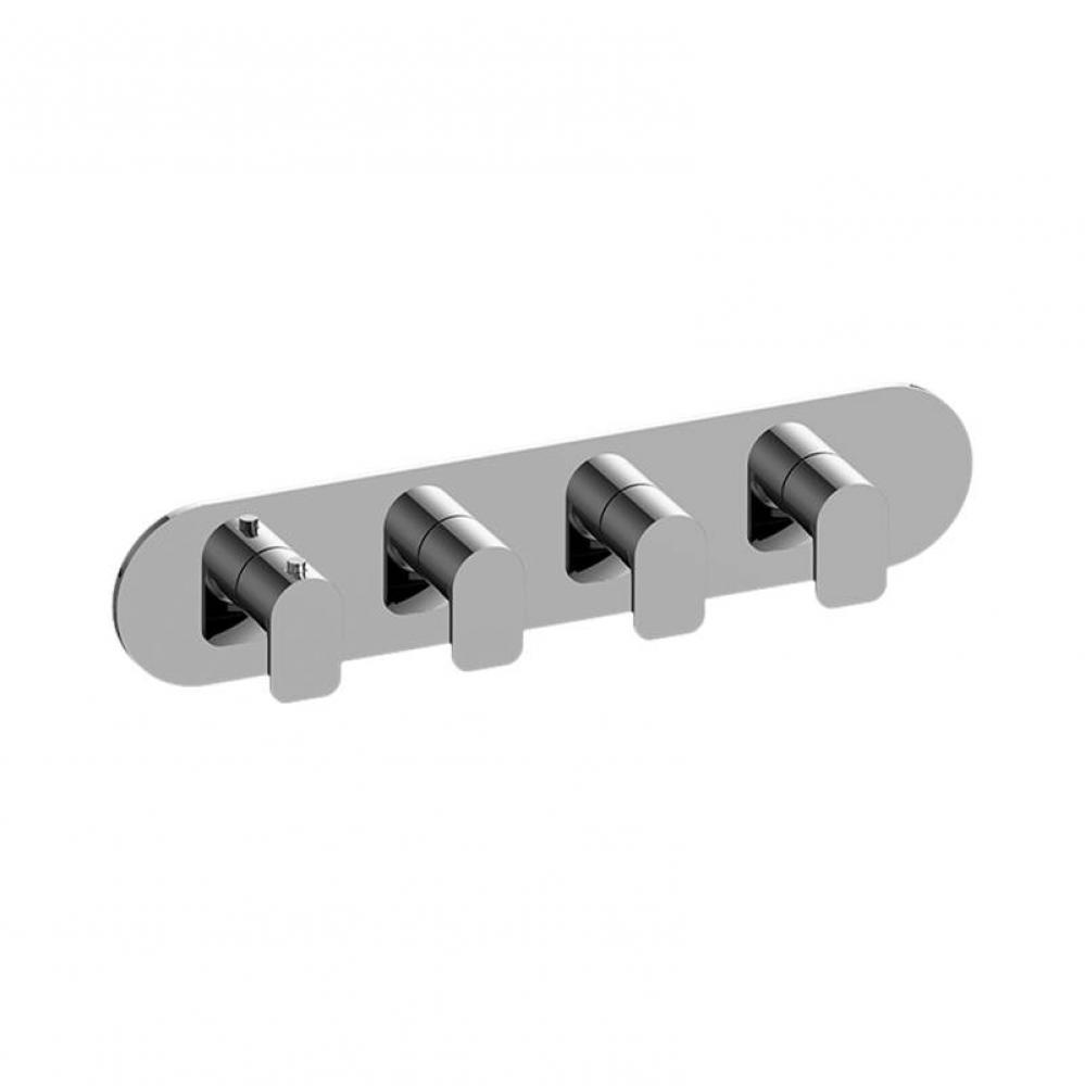 M-Series Round Thermostatic 4-Hole Trim Plate and Handle (Horizontal Installation)