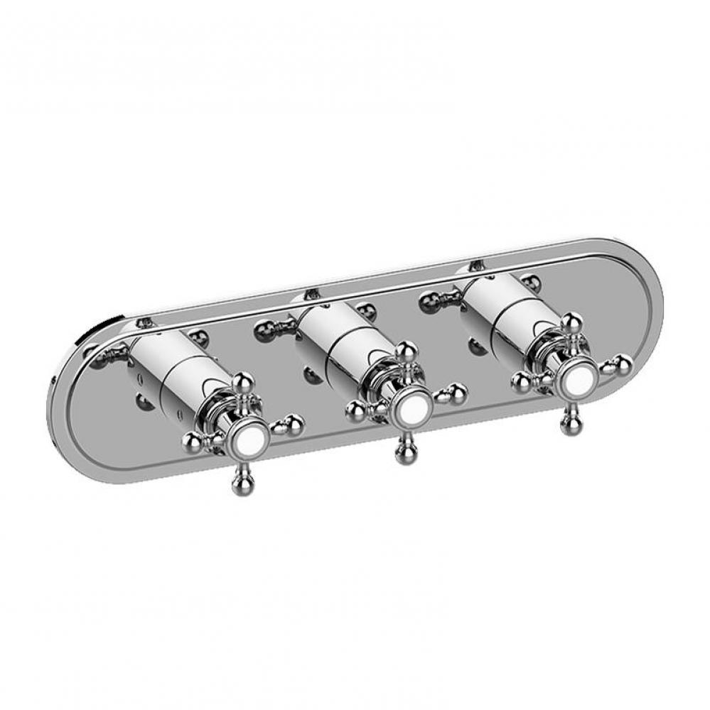 Adley Traditional M-Series Valve Trim with Three Handles (Horizontal Orientation)