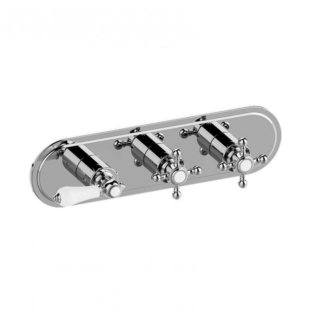 Adley Traditional M-Series Valve Trim with Three Handles (Horizontal Orientation)