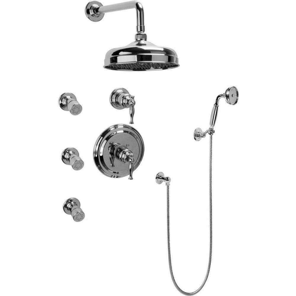 Full Thermostatic Shower System with Transfer Valve (Rough & Trim)