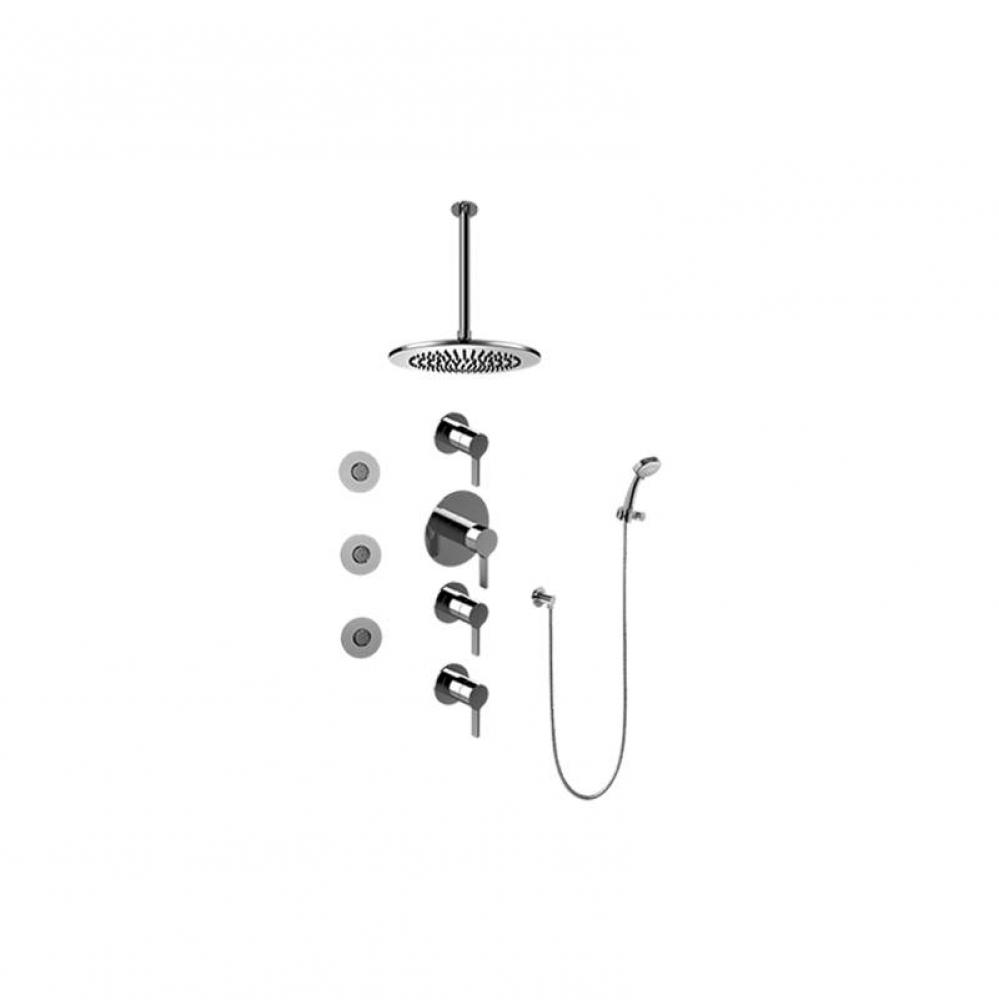 Contemporary Round Thermostatic Set w/Body Sprays & Handshower - Trim Only