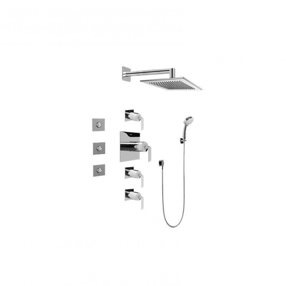 Contemporary Square Thermostatic Set w/Body Sprays & Handshower ( Trim Only)