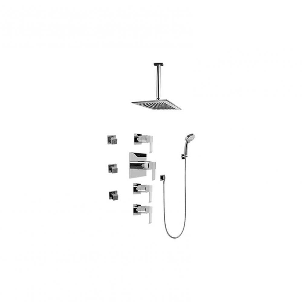 Contemporary Square Thermostatic Set w/Body Sprays & Handshower ( Trim Only)