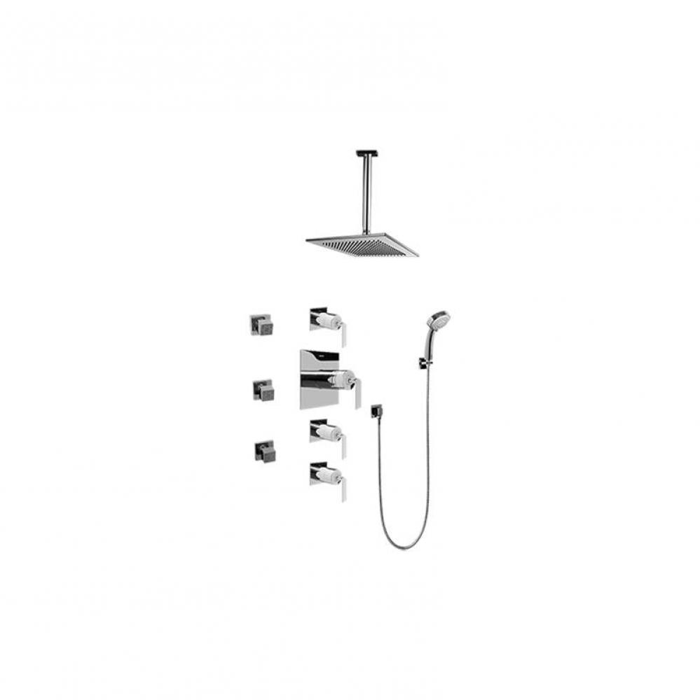 Contemporary Square Thermostatic Set w/Body Sprays & Handshower ( Trim Only)