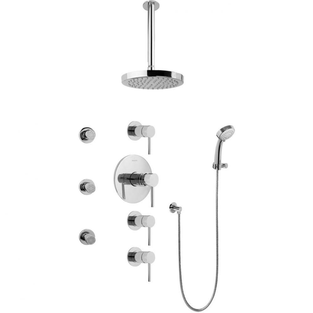 Contemporary Square Thermostatic Set w/Body Sprays & Handshower ( Trim Only)