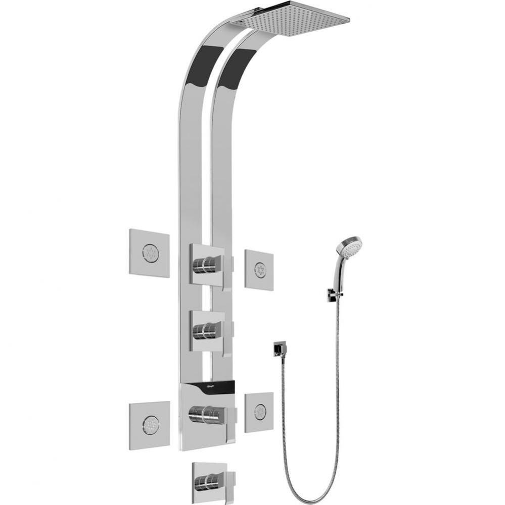 Square Thermostatic Ski Shower Set w/Body Sprays & Handshowers (Rough & Trim)