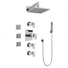 Graff GC1.122A-LM31S-PC - Contemporary Square Thermostatic Set w/Body Sprays & Handshower (Rough & Trim)