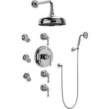 Graff GA1.222B-LM15S-PC - Adley Thermostatic Set w/Body Sprays & Handshower (Rough & Trim)