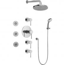 Graff GB1.132A-LM37S-PC - Contemporary Square Thermostatic Set w/Body Sprays & Handshower (Rough & Trim)