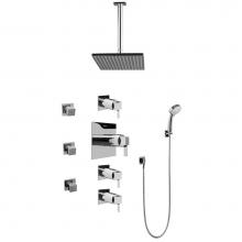 Graff GC1.231A-LM39S-PC - Contemporary Square Thermostatic Set w/Body Sprays & Handshower (Rough & Trim)