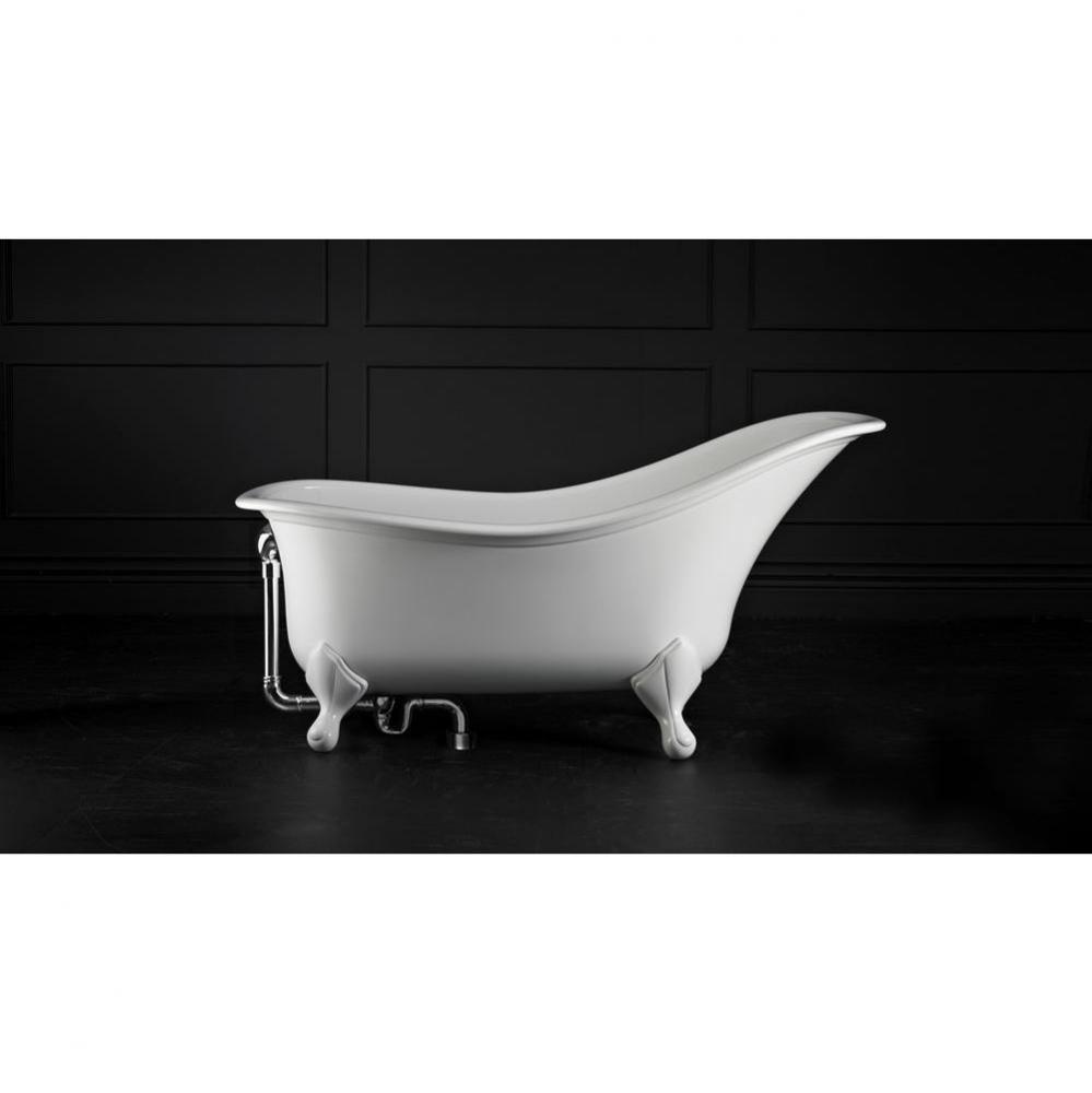 Drayton freestanding slipper tub with overflow. Paint finish. White Metal