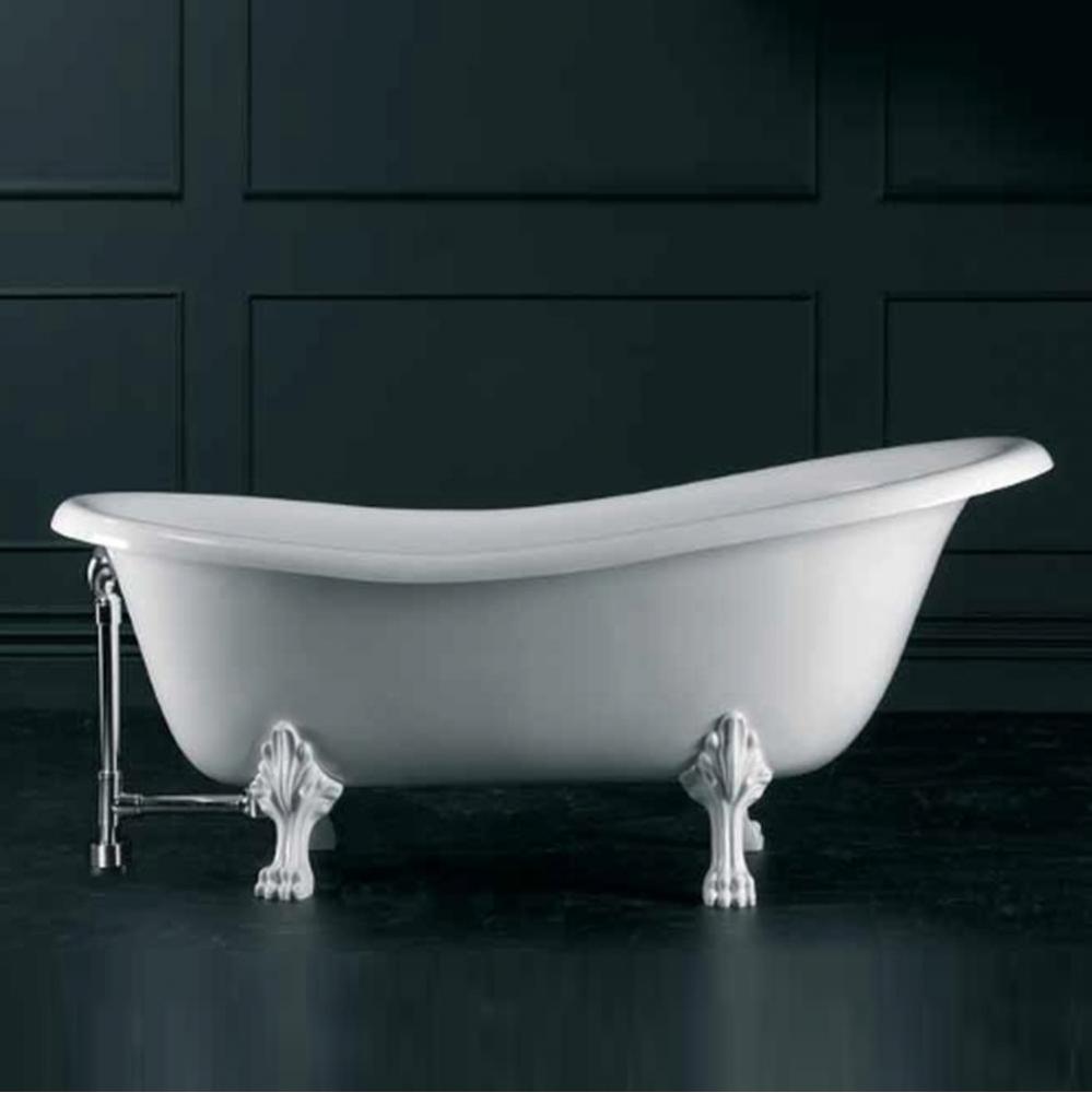 Roxburgh freestanding slipper tub with overflow. Paint finish. White ENGLISHCAST® Lions Paw