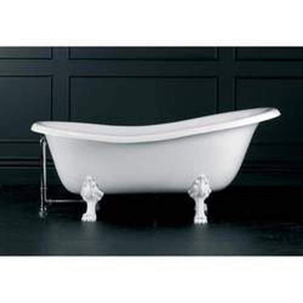Roxburgh freestanding slipper tub with overflow. Paint finish. Polished Brass metal Lions Paw