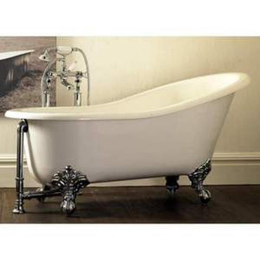 Shropshire freestanding slipper tub with overflow. Paint finish. White Metal Ball & Claw