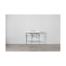 Victoria And Albert CAN-100-3TH-PC - Washstand with two legs and frosted glass shelf. With Lario 100 Solo basin. 3 pre-drilled tap
