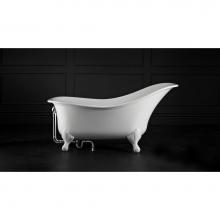 Victoria And Albert DRA-N-SW-OF + FT-DRA-PB - Drayton freestanding slipper tub with overflow. Polished Brass