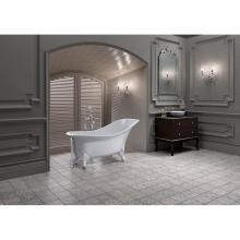 Victoria And Albert DRA-N-SW-OF + FT-DRA-SW - Drayton freestanding slipper tub with overflow. ENGLISHCAST®