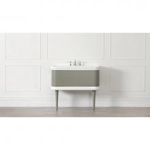 Victoria And Albert LAR-3TH-100-SG-IO - Lario 100 vanity basin with 2 legs and 1 drawer. Internal overflow. Stone gray. 3 pre-drilled tap