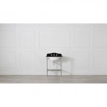 Victoria And Albert MET-61-QWH-N-PC - Washstand with two legs and metal rail shelf. With Kaali 46 basin undermounted in White quartz