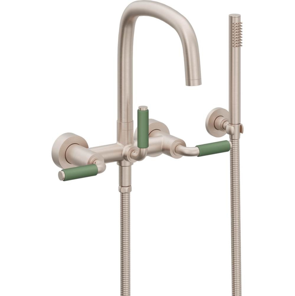 Contemporary Single Hole Floor Mount Tub Filler - Quad Arc Spout