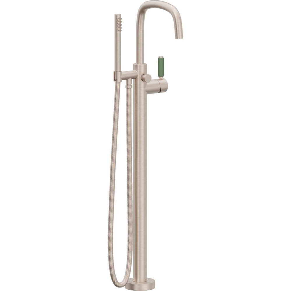 Contemporary Single Hole Floor Mount Tub Filler - Arc Spout