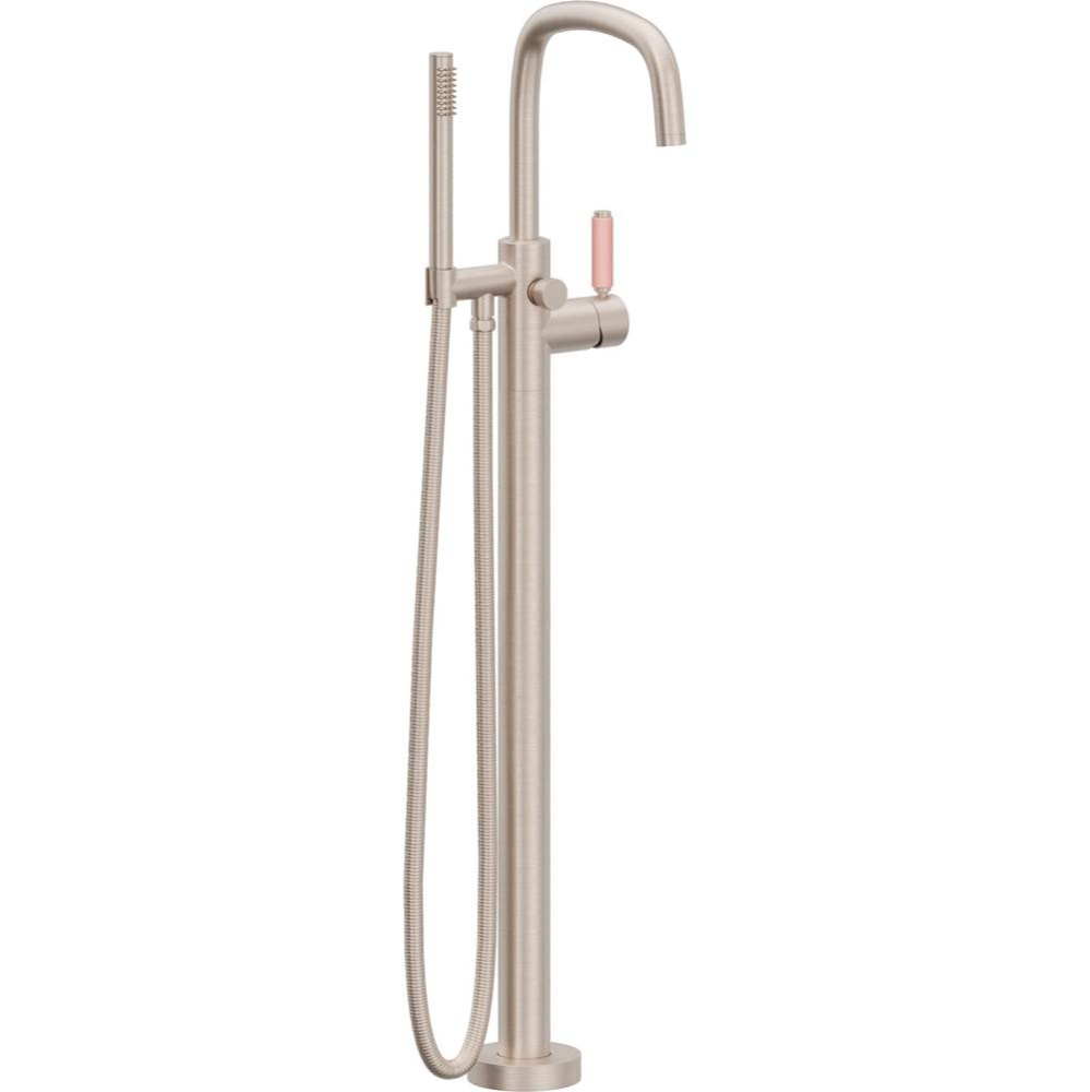 Contemporary Single Hole Floor Mount Tub Filler - Quad Arc Spout