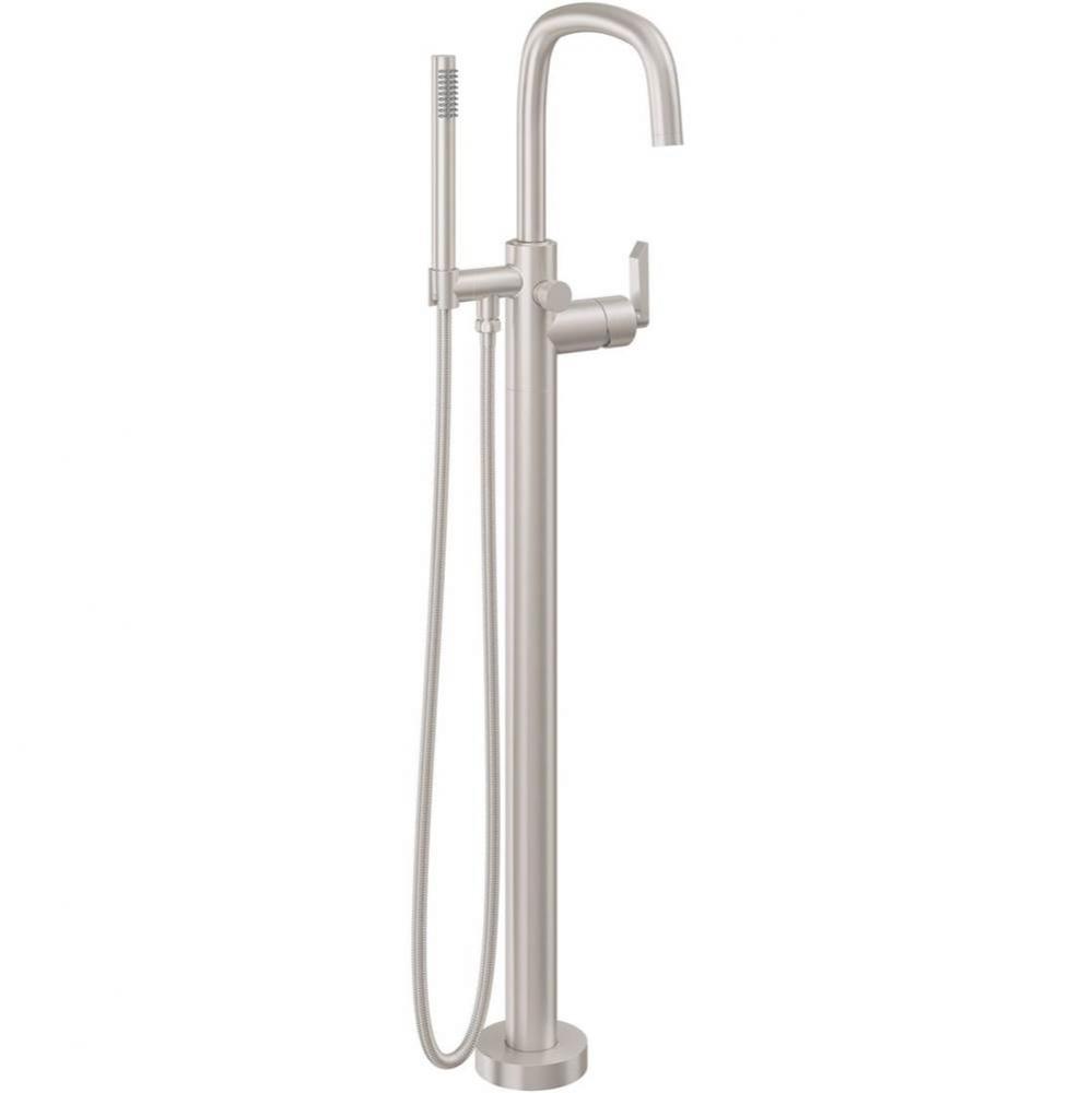 Contemporary Single Hole Floor Mount Tub Filler – Quad Arc Spout