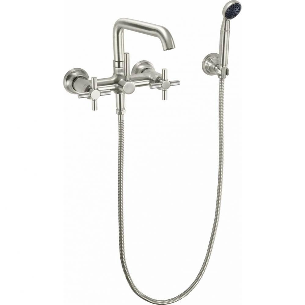 Industrial Wall Mount Tub Filler - Low Quad Spout
