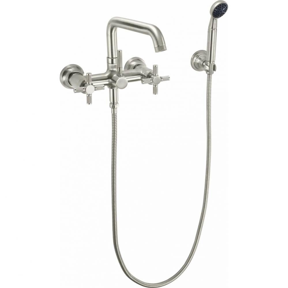 Industrial Wall Mount Tub Filler - Low Quad Spout
