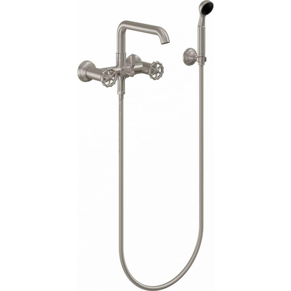 Industrial Wall Mount Tub Filler - Low Quad Spout