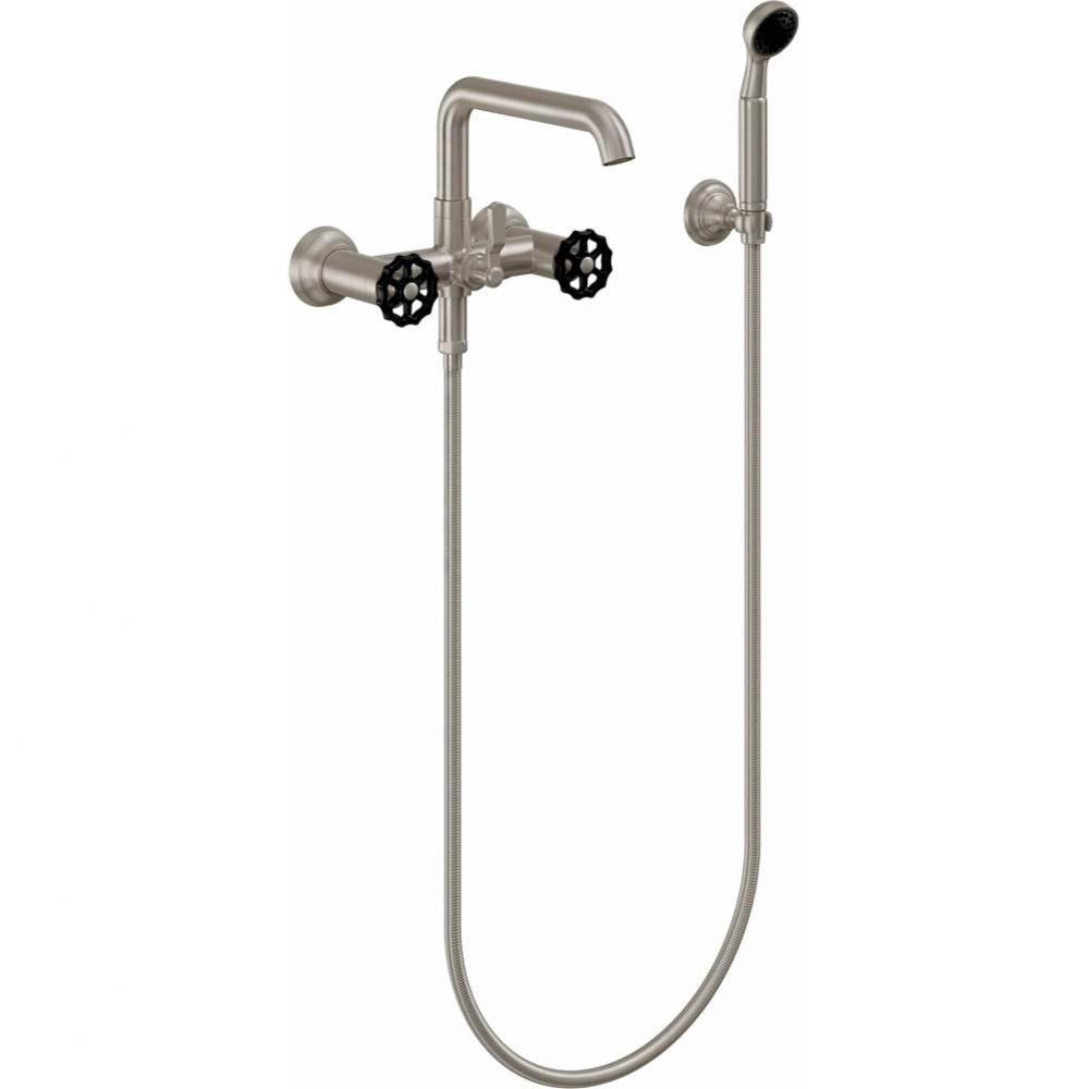 Industrial Wall Mount Tub Filler - Low Quad Spout