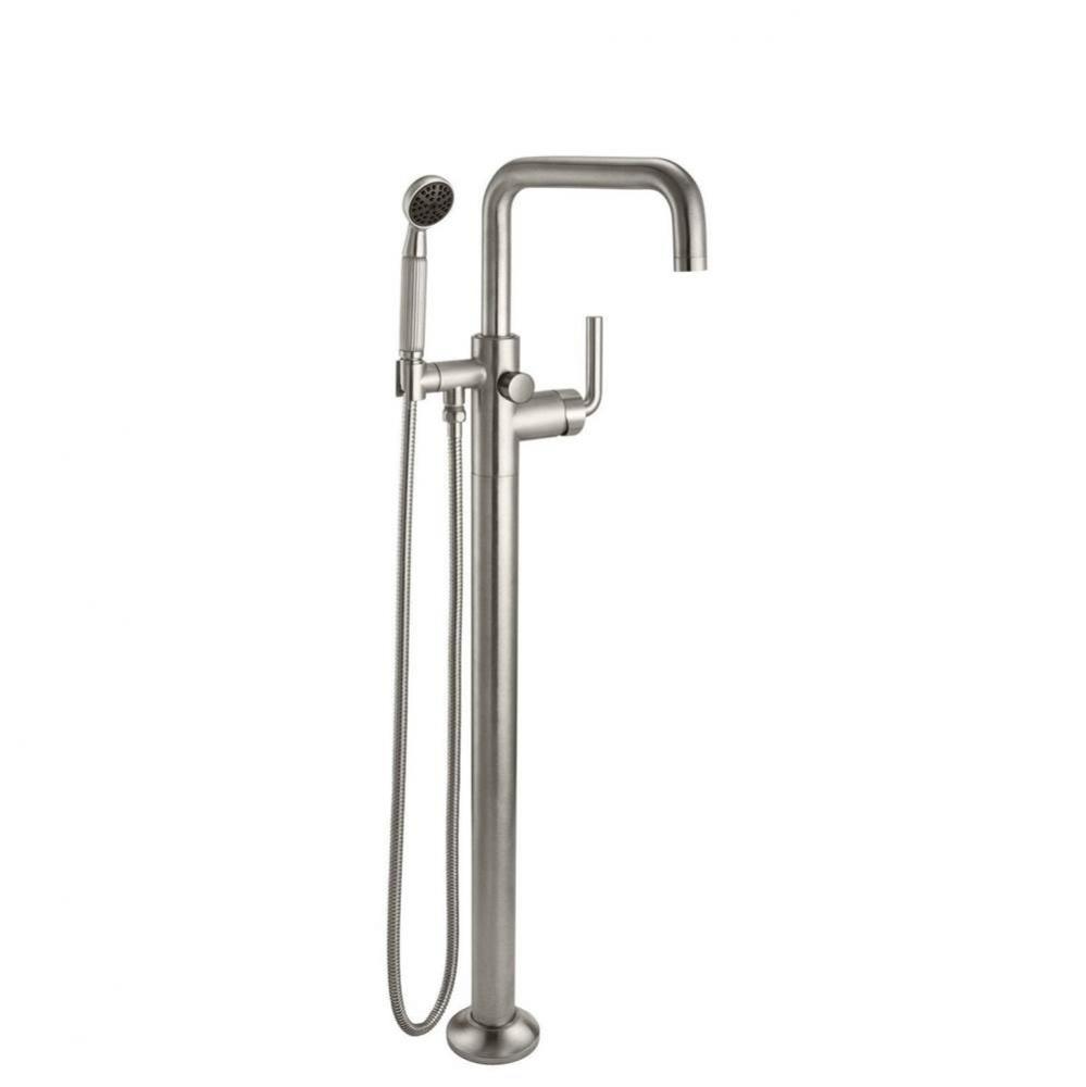 Industrial Single Hole Floor Mount Tub Filler - Low Quad Spout