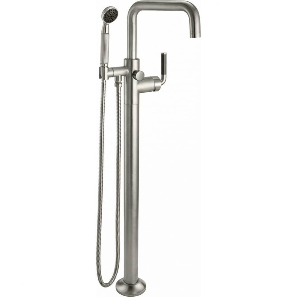 Industrial Single Hole Floor Mount Tub Filler - Quad Spout