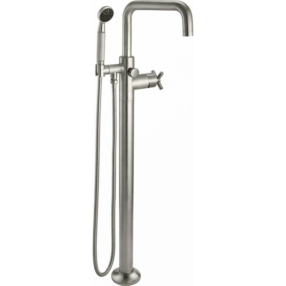 Industrial Single Hole Floor Mount Tub Filler - Quad Spout