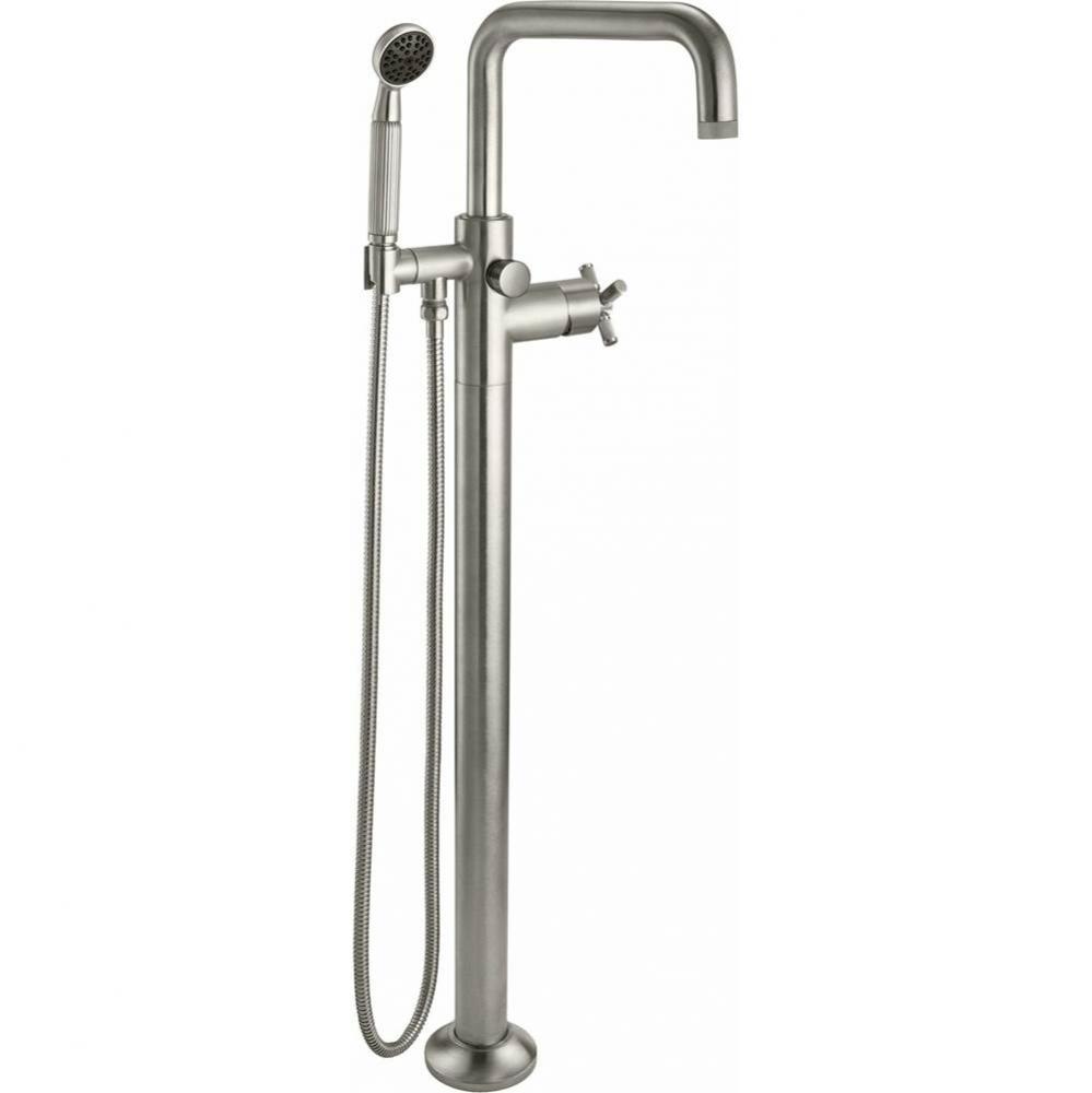 Industrial Single Hole Floor Mount Tub Filler - Quad Spout