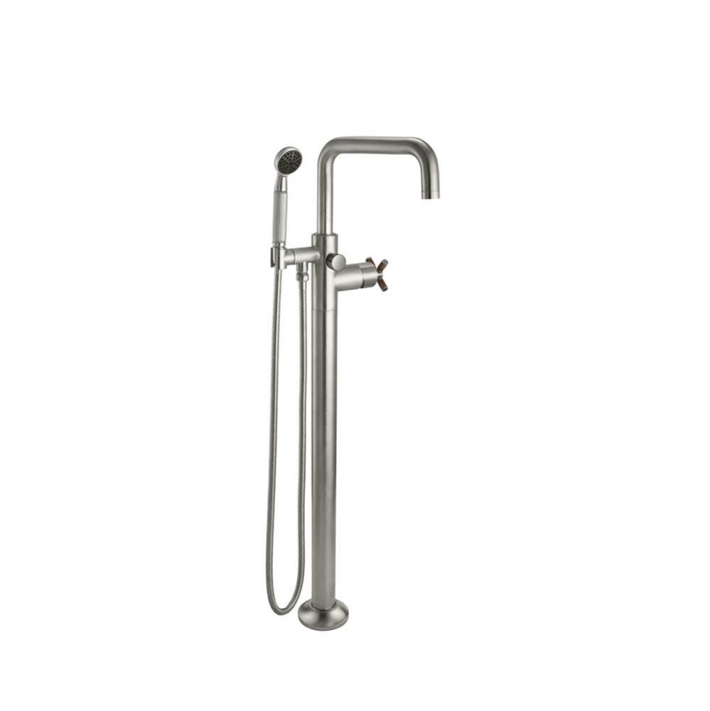 Industrial Single Hole Floor Mount Tub Filler - Low Quad Spout