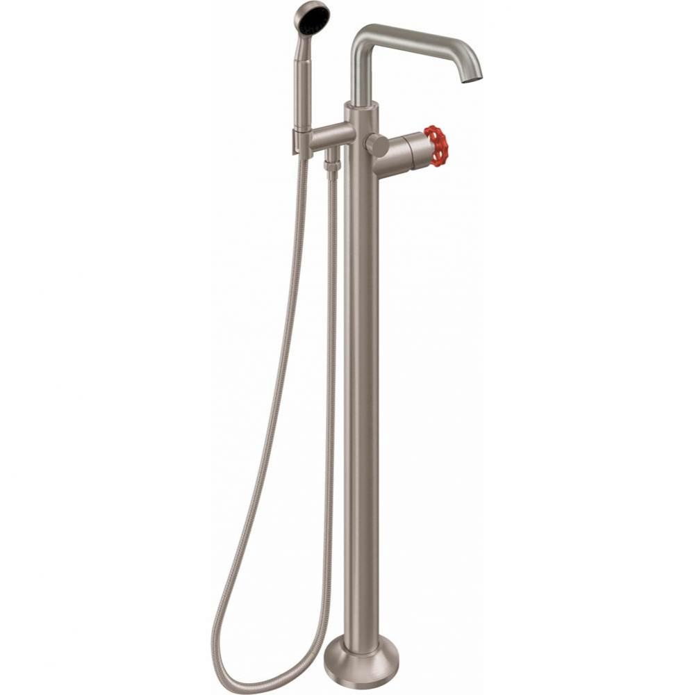 Industrial Single Hole Floor Mount Tub Filler - Quad Spout