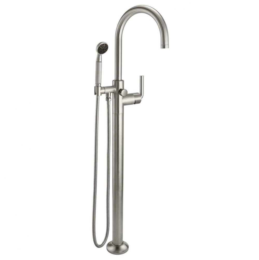 Industrial Single Hole Floor Mount Tub Filler - Arc Spout