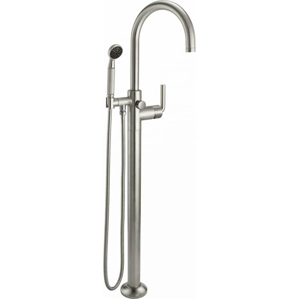 Industrial Single Hole Floor Mount Tub Filler - Arc Spout