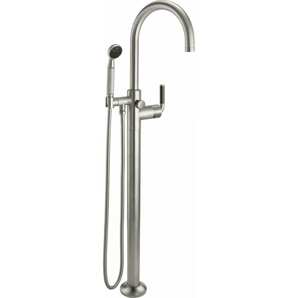 Industrial Single Hole Floor Mount Tub Filler - Arc Spout