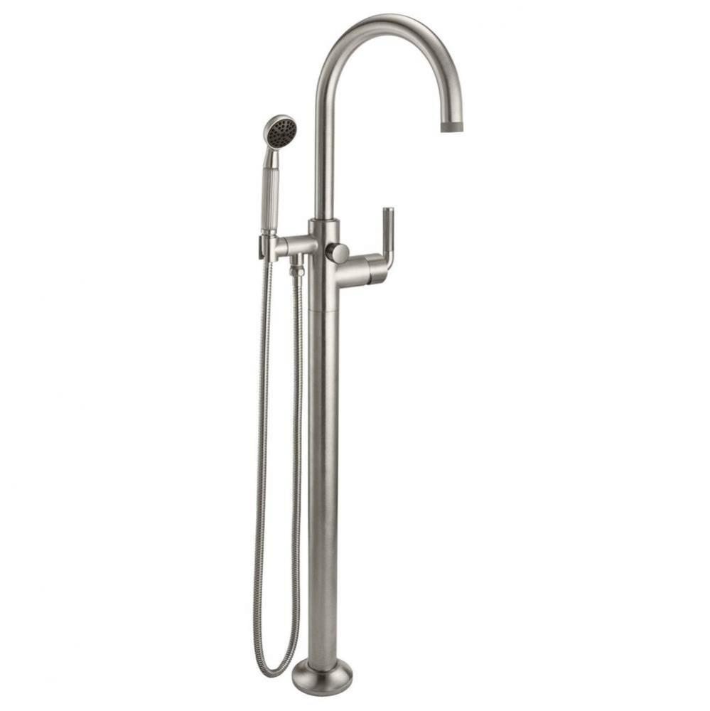 Industrial Single Hole Floor Mount Tub Filler - Arc Spout