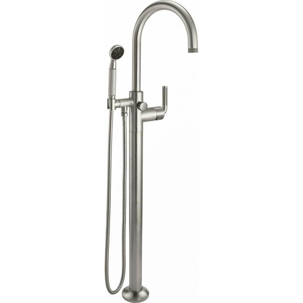 Industrial Single Hole Floor Mount Tub Filler - Arc Spout