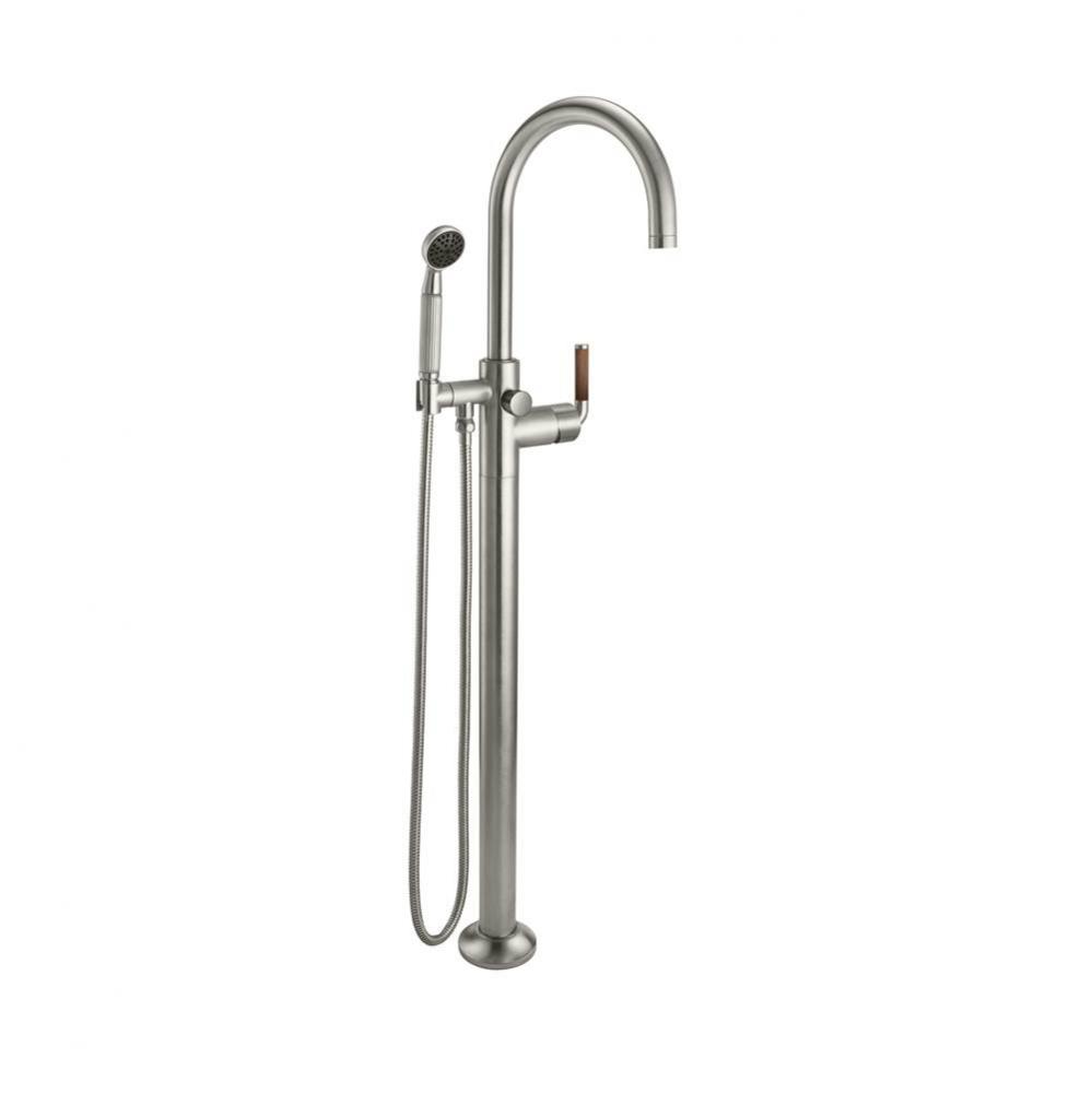 Industrial Single Hole Floor Mount Tub Filler - Arc Spout