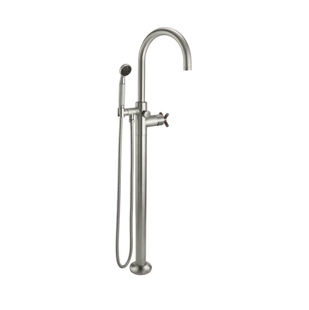 Industrial Single Hole Floor Mount Tub Filler - Arc Spout