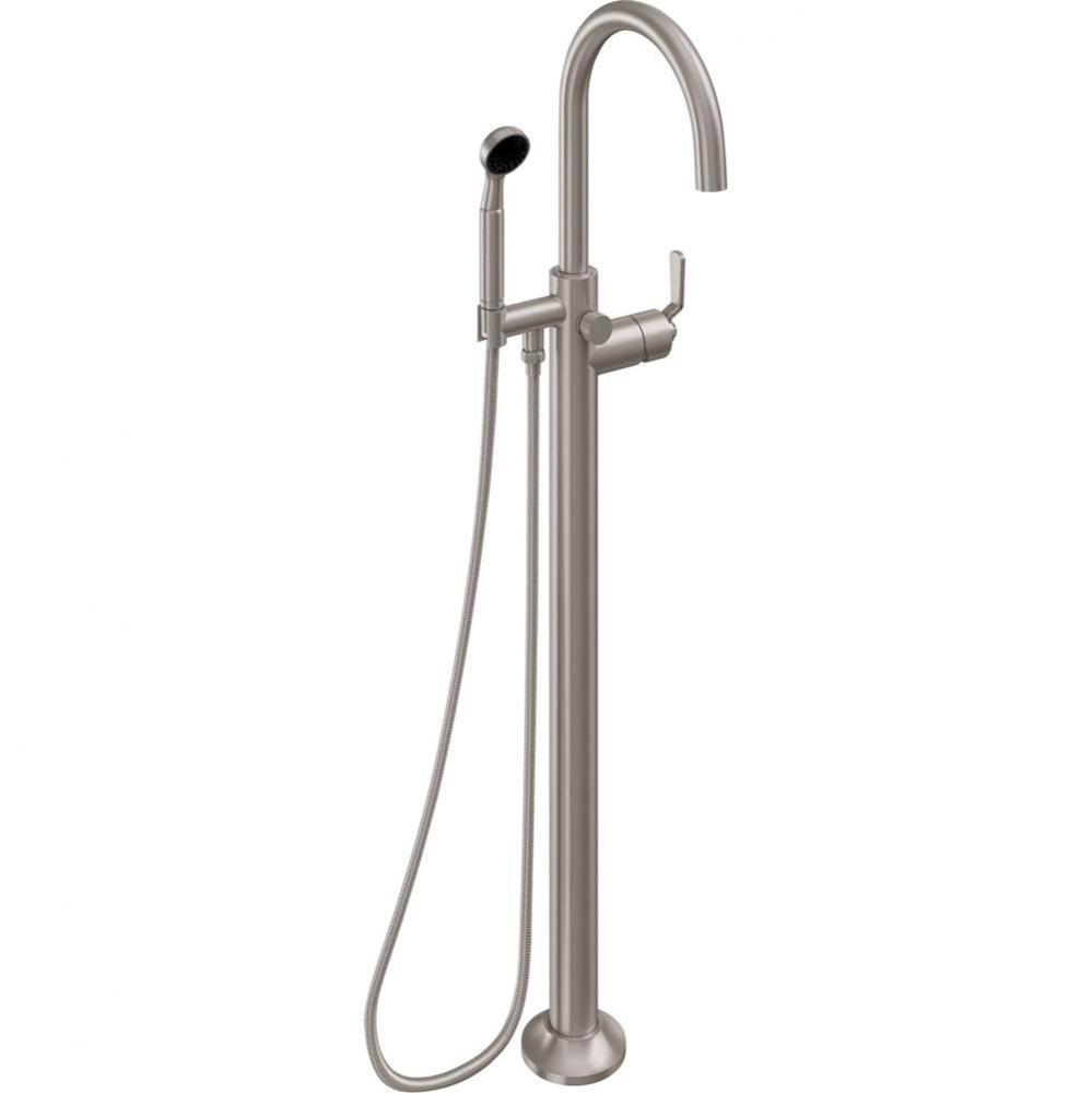 Industrial Single Hole Floor Mount Tub Filler - Arc Spout