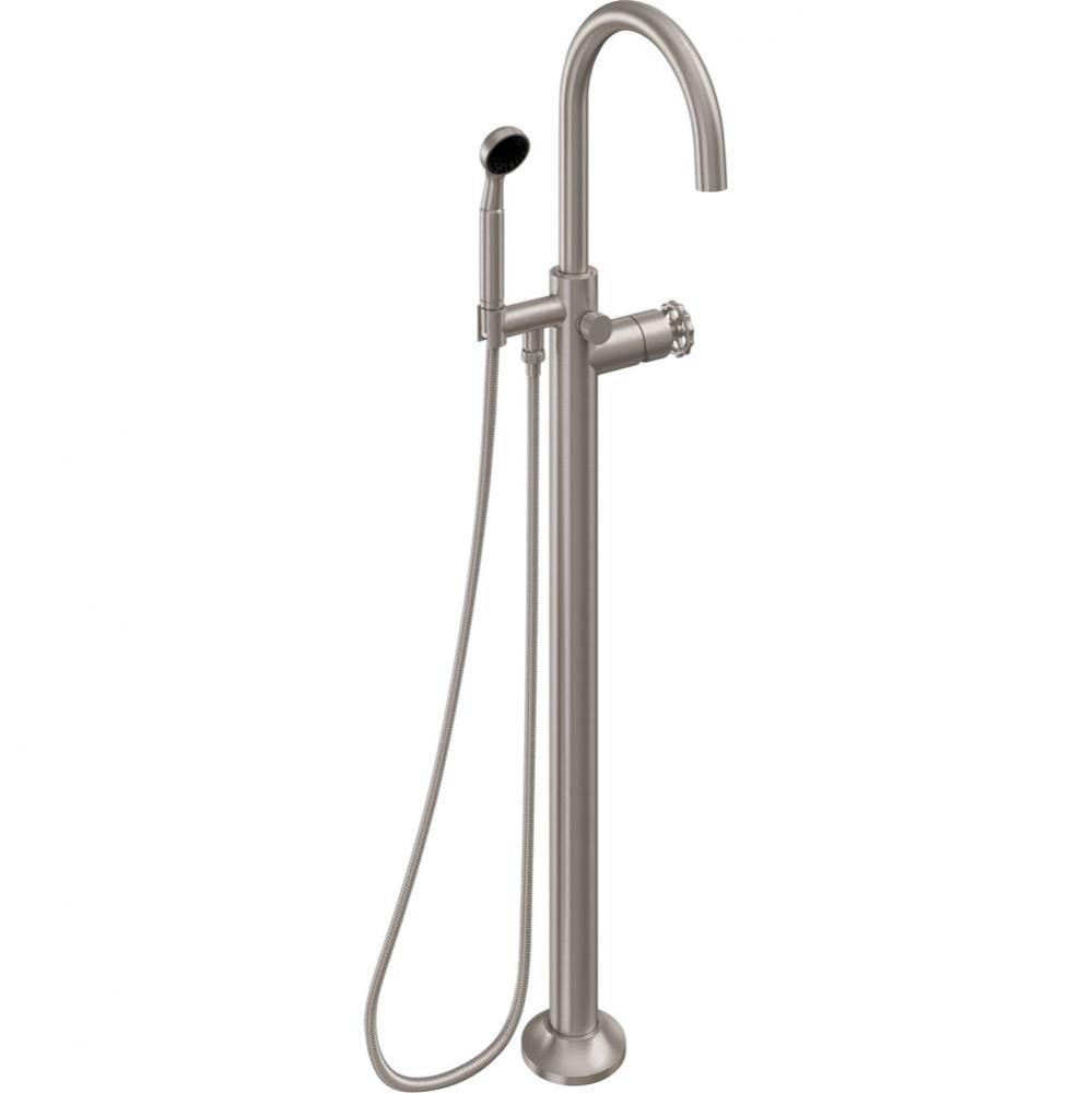 Industrial Single Hole Floor Mount Tub Filler - Arc Spout