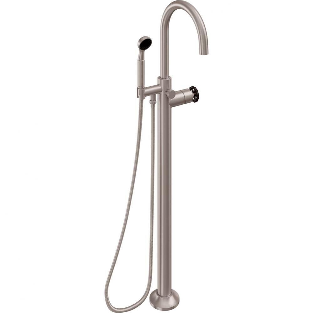 Industrial Single Hole Floor Mount Tub Filler - Arc Spout
